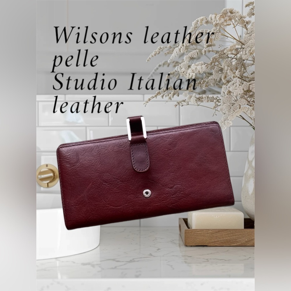 Pelle Studio Wallet Purse Brown Glaze Tri-fold Italian Leather Snip Button